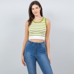 Wholesale striped Crop Tank Top Pack Ribbed Stretchy Nylon Polyester Spandex