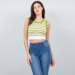 Wholesale striped Crop Tank Top Pack Ribbed Stretchy Nylon Polyester Spandex