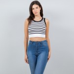 Wholesale striped Crop Tank Top Pack Ribbed Stretchy Nylon Polyester Spandex