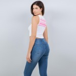 Wholesale round Neck Striped Crop Tank Top Seamless Ribbed Nylon Polyester Spand