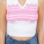 Wholesale collared Striped Crop Tank Top Ribbed Stretchy Slimming Fit Nylon Poly