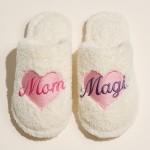 Wholesale mom Magic Heart Embroidered Terry Cloth Slippers Pack Rubber Cole Cot