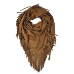 Wholesale c C SFC Faux Suede Triangle Fringe Scarf Polyester Spabdex One