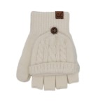 C.C MTC0141
Cable Pattern Convertible Flips Mitten 

- 34% Polyester / 22% Nylon / 43% Acrylic / 1% Spandex 
- One Size