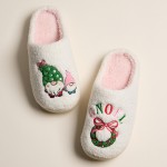 Wholesale fuzzy Holiday Slippers Gnome Gnoel Wreath Pack Rubber Sole Non slip