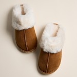 Wholesale platform Sherpa Slippers Suede Finish Faux Fur Collar Pack Durable pla