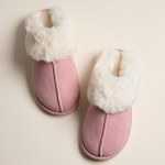 Wholesale platform Sherpa Slippers Suede Finish Faux Fur Collar Pack Durable pla