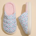 Wholesale quilted Puffy Slippers Holiday Wreath Print Rubber Sole Non Slip