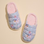 Wholesale quilted Puffy Slippers Floral Print Pink Lining Pack Rubber Sole Non S