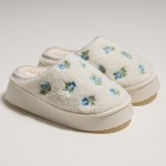 Wholesale fleece Lined Floral Slippers Embroidered Detail Packs Non slip Cushion