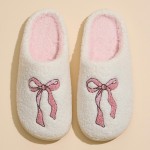 Wholesale pink Bow Embroidered Slippers Pack Rubber Bottom Non Slip