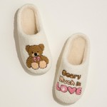 Wholesale beary Much Love Embroidered Teddy Bear Slippers Pack Rubber Bottom No