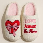 Wholesale love Amor Te Amo Embroidered heart bow Slippers Pack Rubber Bottom No