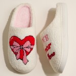 Wholesale love Amor Te Amo Embroidered heart bow Slippers Pack Rubber Bottom No