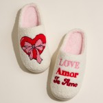 Wholesale love Amor Te Amo Embroidered heart bow Slippers Pack Rubber Bottom No