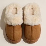 Wholesale faux Fur Suede Slippers Pack Rubber Sole Polyester