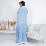 Wholesale solmere Blanket White Bordered Solid Heathered Color Blanket Wrap your
