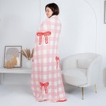 Wholesale solmere Blanket Checked Red Bow Blanket Wrap yourself pure indulgence