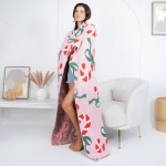 Wholesale solmere Blanket Candy Cane Green Bow Blanket Wrap yourself pure indulg