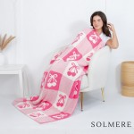 Wholesale solmere Blanket Pink Checkered Bows Cherries Blanket Wrap yourself pur