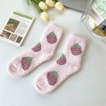 Wholesale soft Plush Knit Fruit Flower Socks pack One Fits Most Adult Assorted C