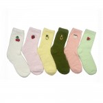 Wholesale soft Plush Knit Embroidered Fruit Socks pack One Fits Most Adult Assor