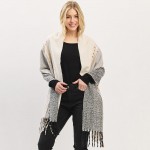 Wholesale fuzzy Knit Scarf Multi Color Stitch Tassel Details One W L Polyester