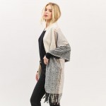 Wholesale fuzzy Knit Scarf Multi Color Stitch Tassel Details One W L Polyester