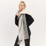 Wholesale fuzzy Knit Scarf Multi Color Stitch Tassel Details One W L Polyester