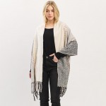 Wholesale fuzzy Knit Scarf Multi Color Stitch Tassel Details One W L Polyester