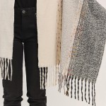 Wholesale fuzzy Knit Scarf Multi Color Stitch Tassel Details One W L Polyester