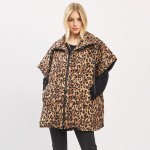 Wholesale oversized Leopard Puffer Vest One Fits Most Polyester