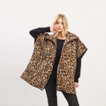 Wholesale oversized Leopard Puffer Vest One Fits Most Polyester
