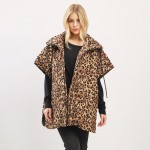 Wholesale oversized Leopard Puffer Vest One Fits Most Polyester