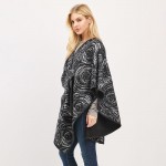 Wholesale circular Typography Print Pull Through Poncho One Fits Most Polyester