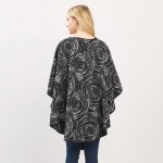 Wholesale circular Typography Print Pull Through Poncho One Fits Most Polyester