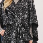 Wholesale circular Typography Print Pull Through Poncho One Fits Most Polyester