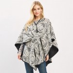 Wholesale circular Typography Print Pull Through Poncho One Fits Most Polyester
