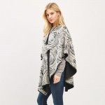 Wholesale circular Typography Print Pull Through Poncho One Fits Most Polyester