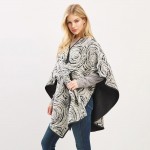 Wholesale circular Typography Print Pull Through Poncho One Fits Most Polyester