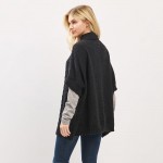Wholesale cable Knit Button Up Cape One Fits Most Polyester