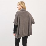 Wholesale cable Knit Button Up Cape One Fits Most Polyester