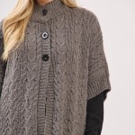 Wholesale cable Knit Button Up Cape One Fits Most Polyester