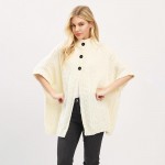 Wholesale cable Knit Button Up Cape One Fits Most Polyester