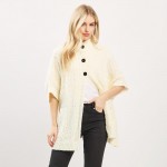 Wholesale cable Knit Button Up Cape One Fits Most Polyester