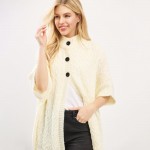 Wholesale cable Knit Button Up Cape One Fits Most Polyester
