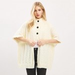 Wholesale cable Knit Button Up Cape One Fits Most Polyester