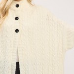 Wholesale cable Knit Button Up Cape One Fits Most Polyester