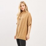 Wholesale cable Knit Button Up Cape One Fits Most Polyester
