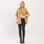 Wholesale cable Knit Button Up Cape One Fits Most Polyester